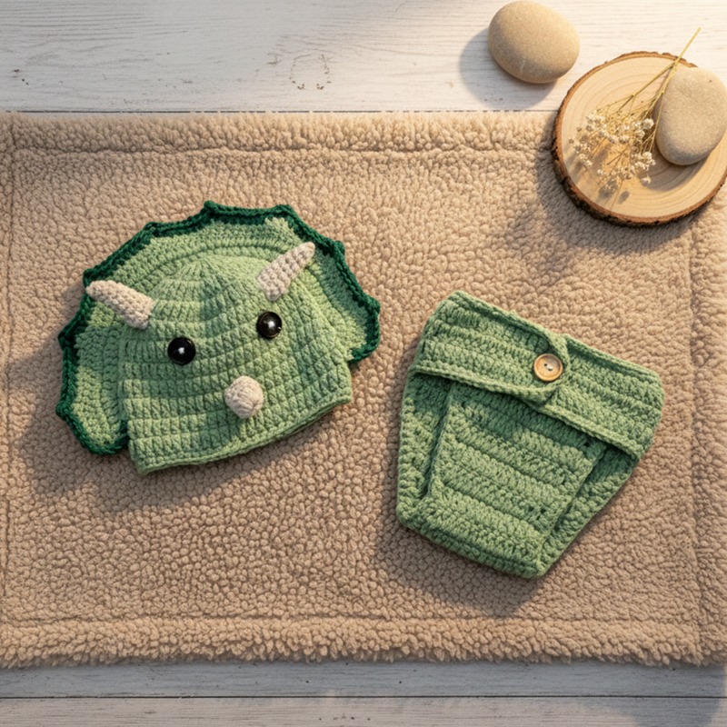 2pcs Crochet Dinosaur Newborn  - Infant Photography Props Outfit ulasan dan harga
