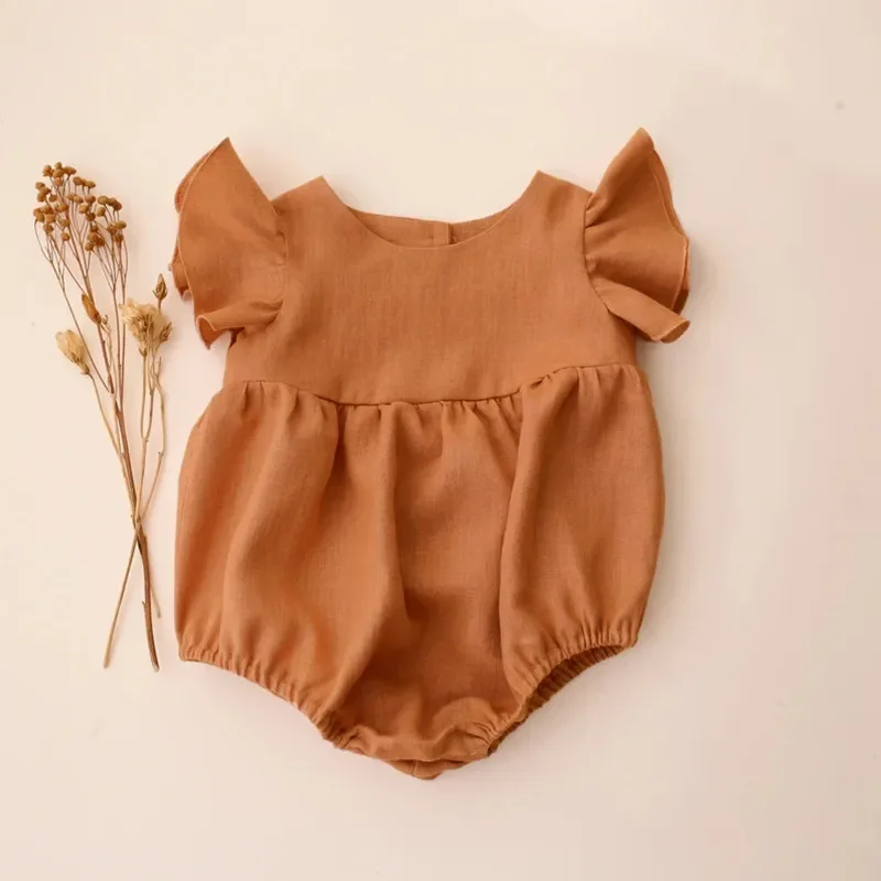 0-24M Linen Cotton Newborn Gir - Baby Summer Linen Sleeveless Jumpsuit ulasan dan harga