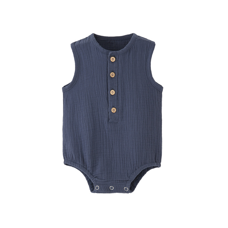 Summer Solid Newborn Baby 100% - Baby Summer Linen Sleeveless Jumpsuit ulasan dan harga